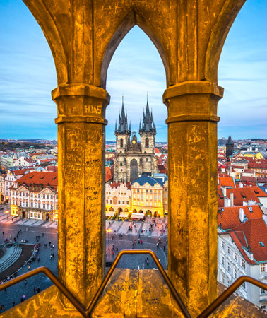 Prague, Tyn Church and Old Town Square. Czech Republicのeditorial素材