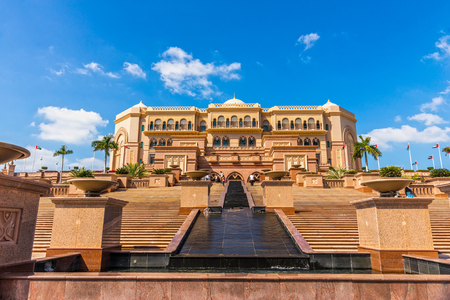 ABU DHABI, UAE - FEBRUARY 08, 2014 : Emirates Palace and gardens in Abu Dhabi on February 29, 2014, UAE. Five stars Emirates Palace is the second most expensive hotel ever built for about 6 billion USD.のeditorial素材
