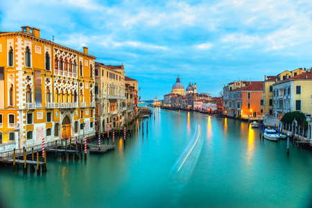 Grand Canal and Basilica Santa Maria della Salute, Venice, Italyの写真素材