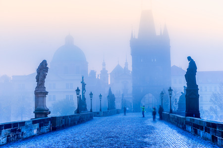 Prague, Charles Bridge and Old Townl. Czech Republicの写真素材