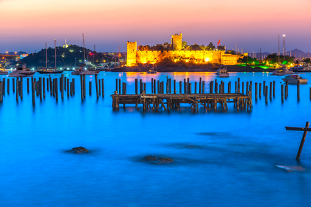 View of Bodrum Castle at Sunset, Turkeyのeditorial素材