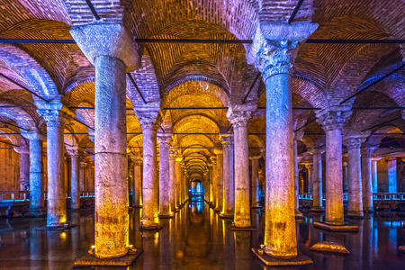 The Basilica Cistern, (Yerebatan), Istanbul, Turkey.のeditorial素材