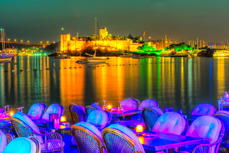 View of Bodrum Castle at Sunset, Turkeyのeditorial素材