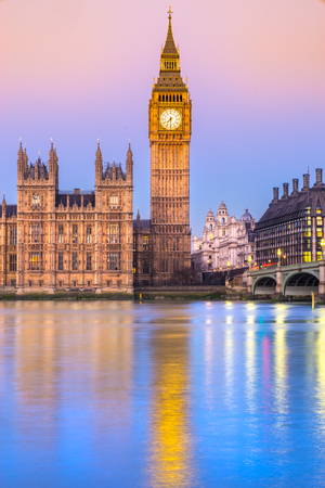 Thge Big Ben, the House of Parliament and the Westminster Bridge, London, UKの写真素材