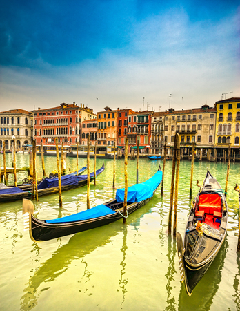 Gondolas in Canal Grande - Venice, Italy の写真素材