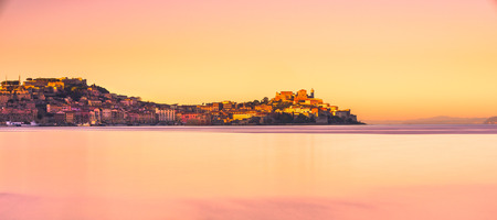 Wonderful sunset on Portoferraio, Elba Island, Tuscany, Italyの写真素材