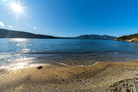 Sunny Enfola Beach, Portoferraio, Elba Island, Italyの写真素材