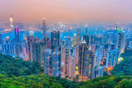 Hong Kong skyline. View from Victoria Peak.のeditorial素材