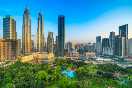 Kuala Lumpur, Malaysia.  Skyline with KLCC parkのeditorial素材