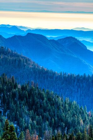 Natural valley of the Sequoia National Park at sunset, California, USA.の写真素材