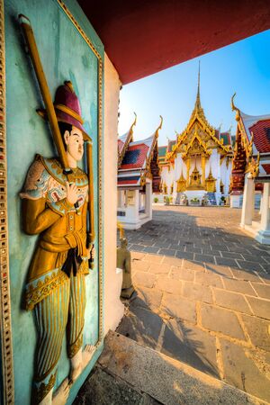 Bangkok, Wat Phra Kaew, Temple of the Emerald Buddha, and Grand Palace complex.  Bangkok, Thailandia.のeditorial素材