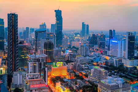 Bangkok, Thailand - FEBRUARY 23, 2018: Bangkopk skyline, with the new and tallest building of Thailand, the Mahanakhon.のeditorial素材