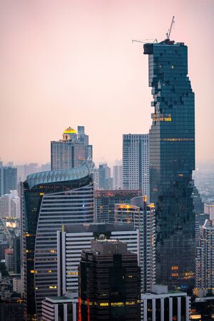 Bangkopk skyline, with the new and tallest building of Thailand, the Mahanakhon.のeditorial素材