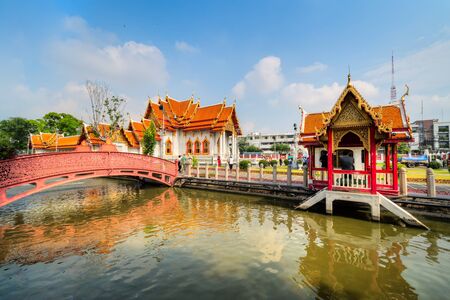 Bangkok, Thailand - FEBRUARY 23, 2018: Wat Benchamabophit Dusitvanaram Rajawarawiharn - Marble Temple. A major attraction of Bangkok, Thailandのeditorial素材