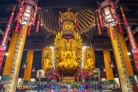Shanghai, China - February 14, 2018:  Longhua temple in Shanghai China. Longhua temple is located in the southern suburbs of Shanghai, is one of the famous Buddhist monastery in China.のeditorial素材