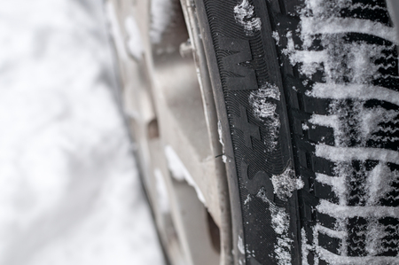 Closeup of Winter tyre with MS labelの写真素材