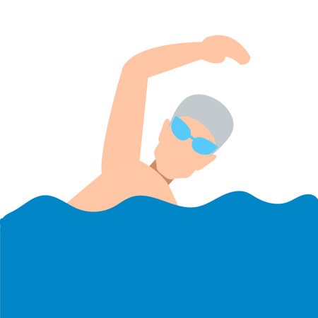 Swimmer in the swimming pool. Flat style. Vector illustration.のイラスト素材