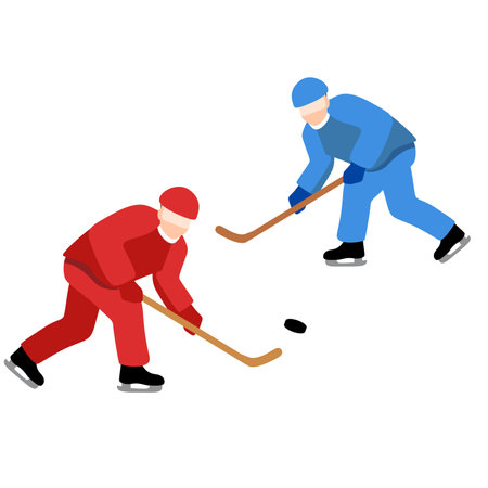 Ice hockey players. Isometric vector illustration isolated on white background.のイラスト素材