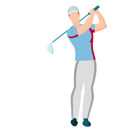 Golfer with a club on a white background. Vector illustrationのイラスト素材