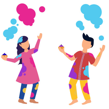 Vector illustration of a boy and a girl in a pink raincoat and blue jeans on a white backgroundのイラスト素材