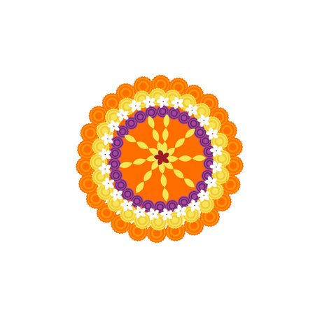 Colorful onam pookalam vector. Geometric circle element made in vectorのイラスト素材