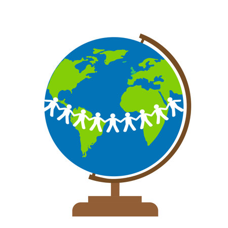 Isolated globe icon on a white background, Vector illustration of teamworkのイラスト素材