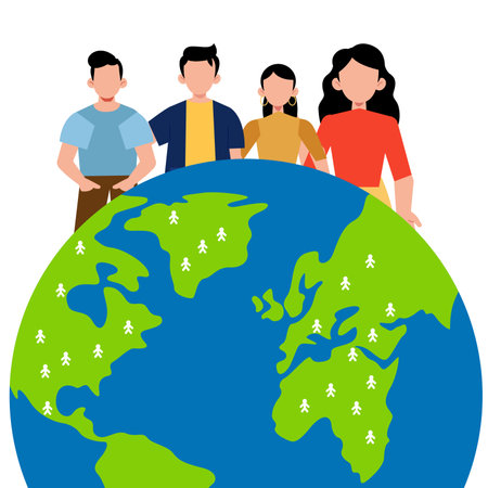 People around the world vector illustration. World environment day concept. Flat design.のイラスト素材