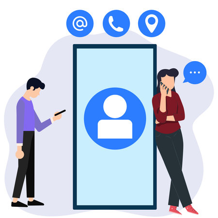 People using smartphone. The concept of online communication. Flat vector illustration.のイラスト素材