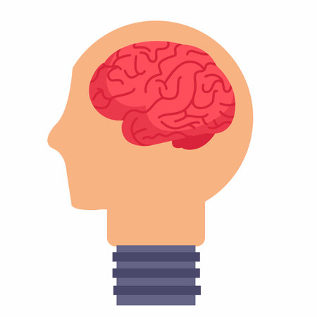 Brain in a lightbulb. Vector illustration in flat style.のイラスト素材