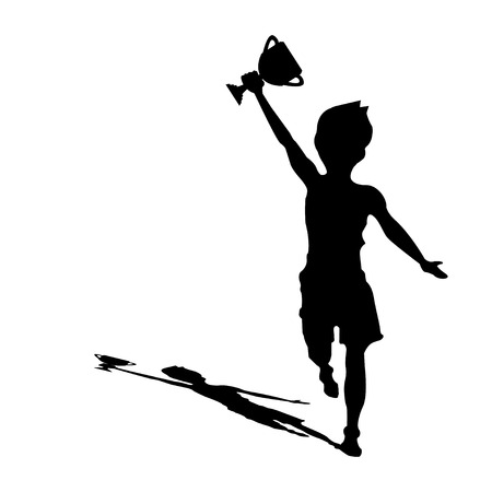 Running for joy With the trophy in hand.のイラスト素材
