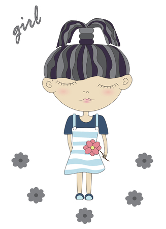 Beautiful romantic girl/cute girl/T-shirt Graphics/girl vector/girl pattern/girl graphic/girl illustration/Fashion girlのイラスト素材