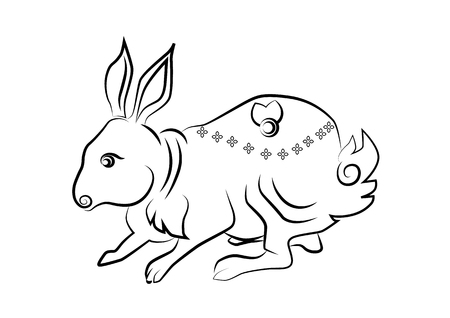 The painting rabbit one of the 12 zodiac based on the belief of the people of Asia. This is the year that represents destiny and lifestyle.のイラスト素材