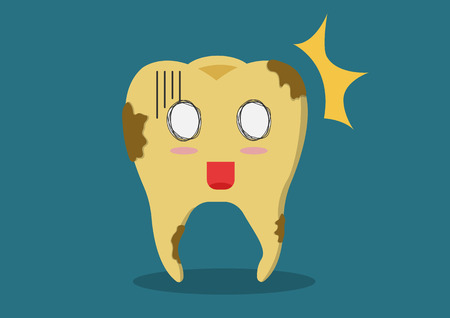 Cartoon vector yellowing or discolouration of teeth . It would like a clean and polish.のイラスト素材