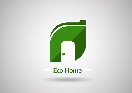 Eco home design by leaf with roof and door.のイラスト素材