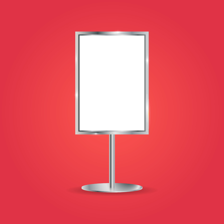 Vector silver advertising board located on the ground.you can put your picture or text in white space.のイラスト素材