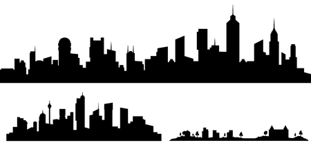 City silhouettes isolated on white background vector eps 10.のイラスト素材