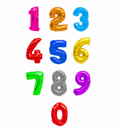 Color numbers of balloons on a white background. discounts and sales, holidays and educationの写真素材