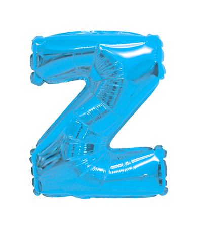 Letter Z English alphabet of balloons light blue on a white backgroundの写真素材