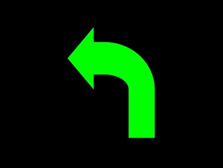 sign green glow left turn aheadの写真素材