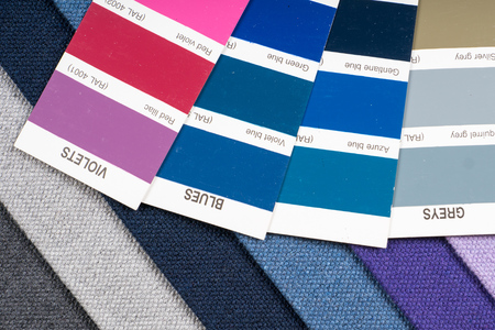 colorful fabric samples with pantoneの写真素材