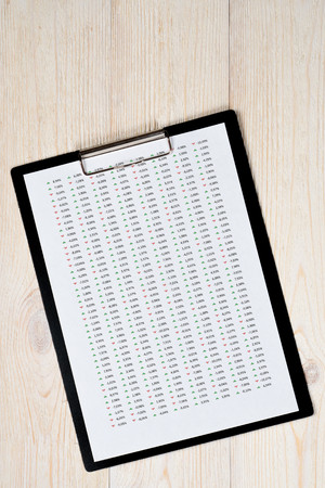 share course indicators on old white deskの写真素材