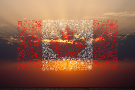 canada flag fireworks on sunset backgroundの写真素材