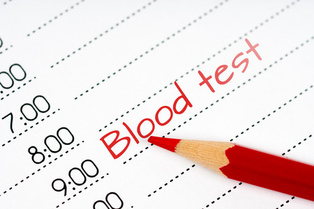 day schedule blood test with pencilの写真素材