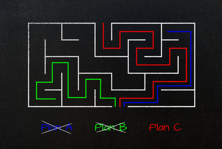 plan a, plan b, plan c concept on black chalkboard