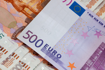 500 euro banknote on russian rublesの写真素材