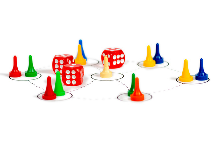 social network communication concept with red dice