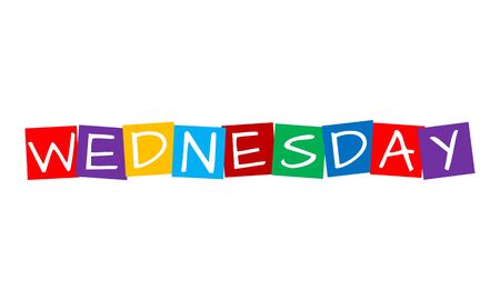 wednesday, text in colorful rotated squaresのイラスト素材