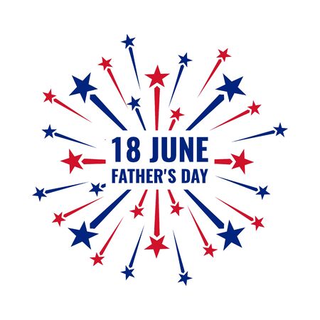 18 june, father's day, red and blue fireworks on white backgroundのイラスト素材