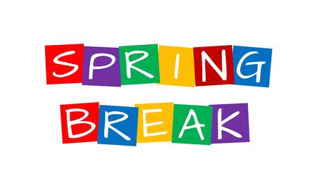 spring break, text in colorful rotated squaresのイラスト素材