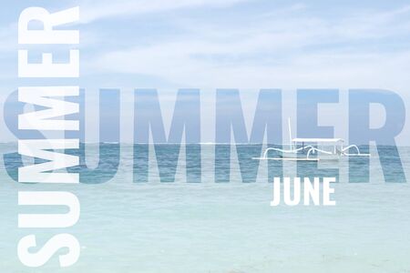 summer june postcard with traditional balinese boat